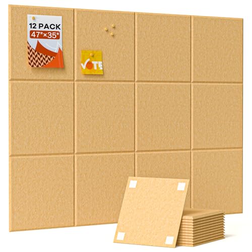 Acoustic Panels 12 Pack Square Soundproof Wall Panels with 60 Adhesive Tapes, High Density Acoustic Foam Panels Sound Proof Foam for Home Office, Recording Studio, Ceiling, 12" X 12" X 0.4"