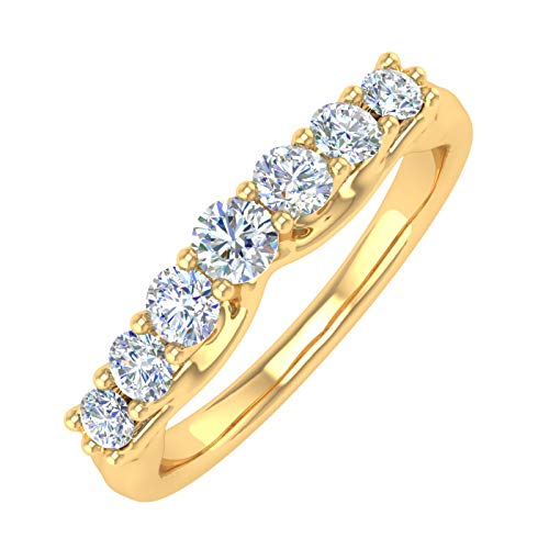 1/2 Carat 7-Stone Diamond Wedding Band Ring in 14K Gold (SI1-SI2 Clarity)