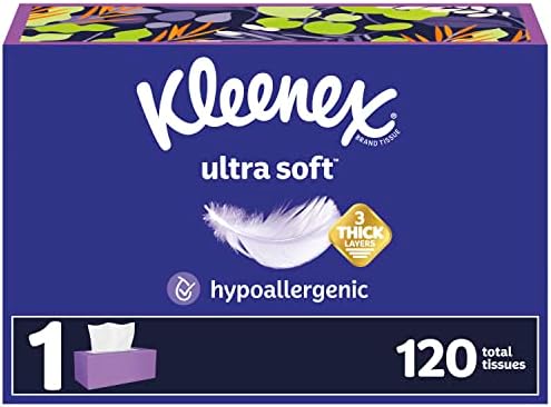 Kleenex Ultra Soft Facial Tissues, 1 Flat Box, 120 Tissues per Box, 3-Ply, Packaging May Vary
