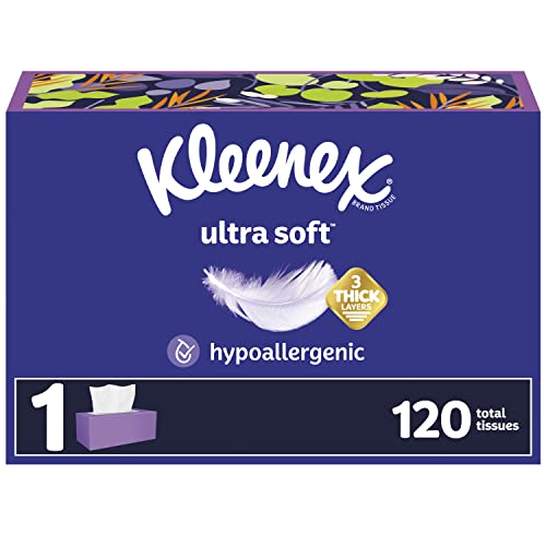 Kleenex Ultra Soft Facial Tissues, 1 Flat Box, 120 Tissues Per Box, 3-Ply, Packaging May Vary #TOP6
