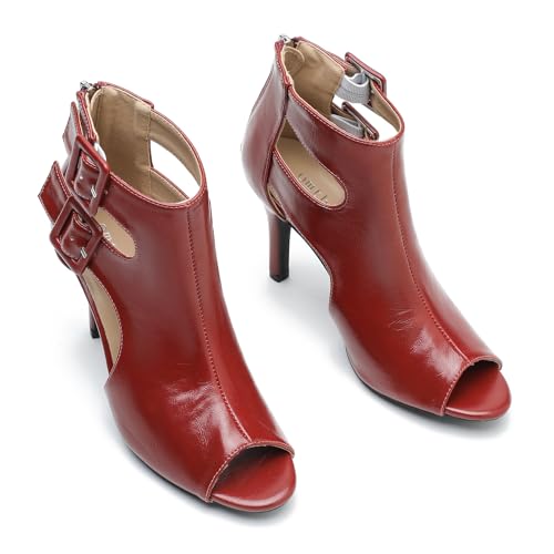 Heels for Women Open Toe Boots Cutout Ankle Strap Buckle Stiletto High Heel Sandals for Prom Party Wedding2