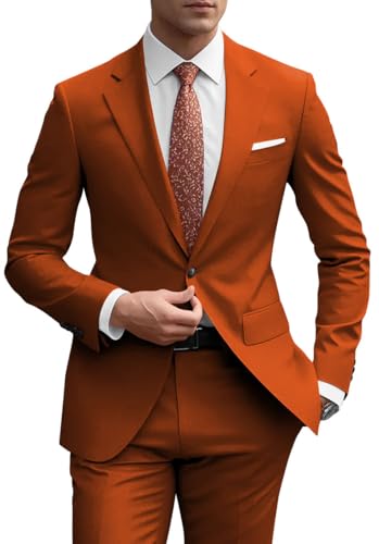 HUUTOE Mens Suits Regular Fit 2 Piece Slim Fit Suits for Men Wedding Prom Suit Separates Blazer Jacket Pants Set Guest