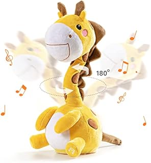 TUMAMA KIDS Baby Soft Toy 12 month Talking Dancing Giraffe Toys Plush Giraffe Toy with Record & Repeating Baby Musical Toy Singing Interactive Baby Toy for Boys Girls Kids Gifts, Yellow (AS-TM295)
