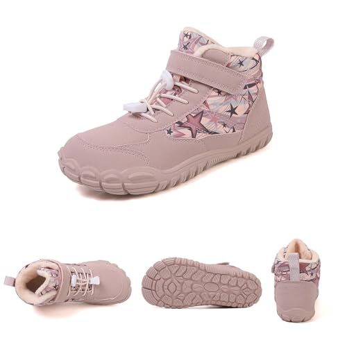 FLIOZY Kids Snow Boots Girls Toddler Winter Shoes Girls Barefoot Stylish Five Toe Cotton Shoes with Plush Lining High Top Hiking Boots for Girls Winter Barefoot Shoes for Toddler Boys