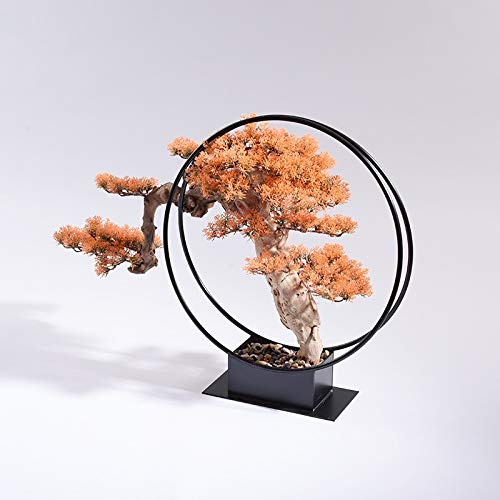 Zlbyb New Chinese-Style Japanese-Style Wrought Iron Simulation Welcoming Pine Cliff Cypress Tree Porch Aisle Club Flower Stand Bonsai Ornaments #TOP5