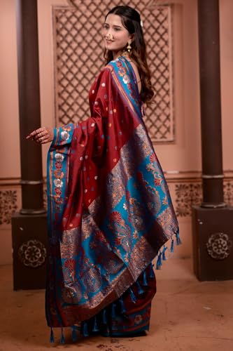 Image of SGF11 Women's Kanjivaram Pure Soft Silk Saree With Unstitched Blouse Piece