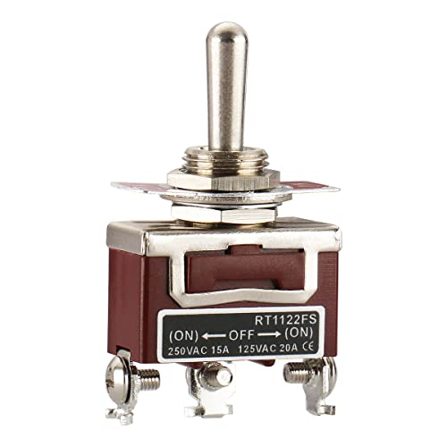 Baomain Toggle Switch SPDT Momentary 3 Position ON/Off/ON 250VAC/15A 125VAC/20A 1/2