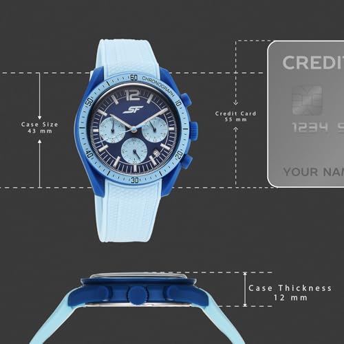 Image of SF Genesis-Bold Chronograph Quartz Analog with Blue Dial Light Blue Silicon Strap Watch for Men - 77186PP02