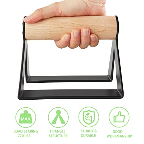Btamud Wooden Push Up Bars With Ergonomical Handle Anti-Slip Push-Up Stand Handstand Bars W/Heavy-Duty Steel, Push-Up Bracket Board Strength Training Equipment For Calisthenics & Floor Workouts #TOP4