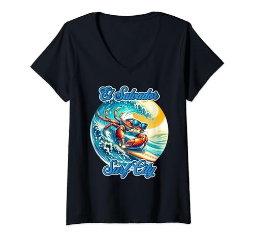 Femme El Salvador Coastal Paradise: Explore El Salvador's Shores T-Shirt avec Col en V