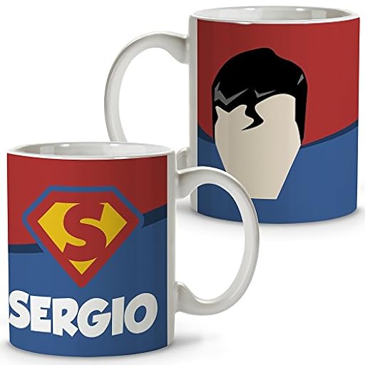 LolaPix Taza Superhéroes Personalizada con Nombre. Regalo Friki. Varios Diseños y Colores Interior. Super Man.Taza cerámica 330ml | Ya disponible en tu tienda friki favorita! En mundofriki.es!