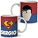 Taza Superhéroes Personalizada con Nombre. Regalo Friki. Varios Diseños y Colores Interior. Superman