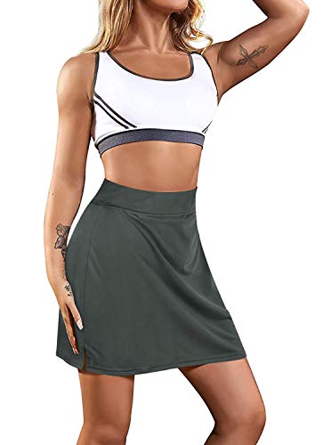 NIMIN Golf Skirts for Women Lightweight High Waist Active Performance Running Tennis Skirts Active Skorts Dark Grey Small - Thumbnail 3