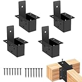 2x4 pergola Brackets kit (Actual: 1.6x3.6 Inch), 4 Pcs Pergola Post Top Rafter Brackets Deck Railing Brackets，2x4 Brackets for Wood，for Pergolas Gazebo Sunroom Carport(with Screws)
