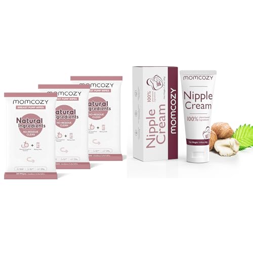 Image of Momcozy Natural Breast Pump Wipes & Nipple Cream Bundle