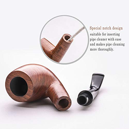 Free Boy Tobacco Smoking Pipe, Leather Pipe Pouch Handmade Wood Pipe Accessories - Thumbnail 4