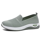 Orthopedic Sneakers for Women Summer Breathable Mesh Slip On Soft Sole Walking Shoes Lightweight Casual Comfortable Fashion Tennis Shoes with Arch Support Green