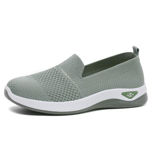 Orthopedic Sneakers for Women Summer Breathable Mesh Slip On Soft Sole Walking Shoes Lightweight Casual Comfortable Fashion Tennis Shoes with Arch Support Green