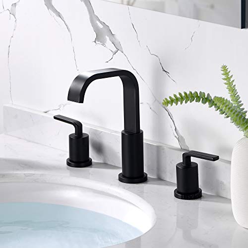 Luxier WSP03-TM Contemporary Bathroom Vanity Sink Widespread Lavatory Faucet cUPC NSF AB 1953 Lead Free Matte Black