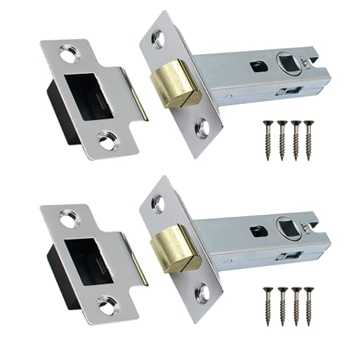 Tubular Latches Mortice Door Latch | Polished Chrome | 2.5 Inch / 66mm | Pack of 2