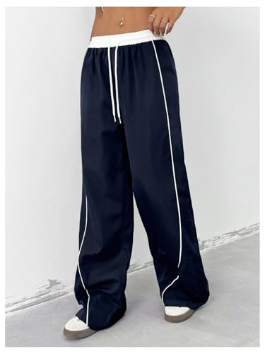 Milumia Women's Colorblock Drawstring Waisted Waisted Wide Leg Loose Track Pants4