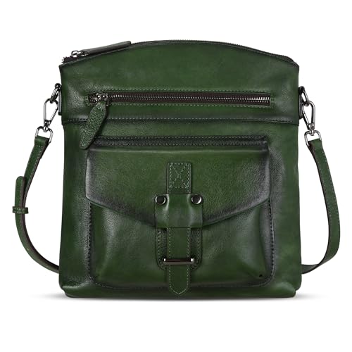 Image of HESHE Leather Crossbody Bags for Women Shoulder Handbags Satchel Purse | Spacious Medium Crossover Shoulder Purse with Adjustable Sling Straps Lightweight Hobo Bags for Work,Travel and Daily Use