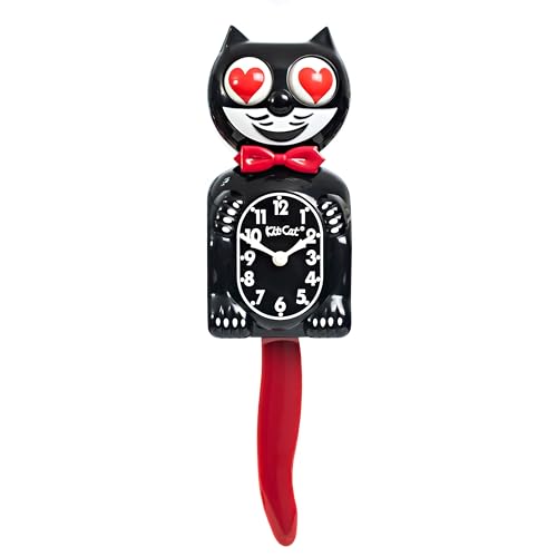 Kit Cat Klock Crimson Royale - Reloj de Pared icónico con Ojos de corazón y Cola en Movimiento, Funciona con Pilas, Fabricado en Estados Unidos, decoración del hogar, Reloj Moderno de