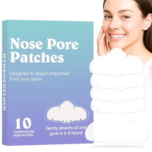 Nose Strips 10 Count Hydrocolloid Blackhead Remover Strips Deep Clean & Shrink Pores Oil Control Acne Pimple Spot Pore Strips Gentle Skin Care for All Skin Types