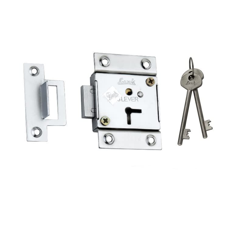 - Universal Drawer & Cupboard Lock 65mm Cylinder | 6 Levers | 803 | Made in India Silver