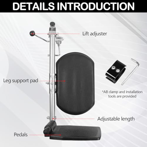 Anhebbare Beinstützen für Rollstühle, Universell Beinheber Rollstuhl mit Gepolsterten und FußPlatten für Standardrollstühle 90°-180° Verstellbarer Winkel Träger 100 Kg für Behinderte und Alte (rechts)