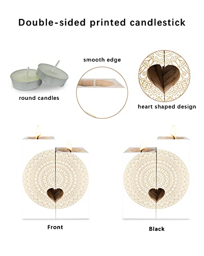 Mandala Style Wooden Candle Holder- Best Friend Birthday Gifts For Women - Female Friendship Gift, Gifts For Mom Bestie Bff, Christmas Valentine's Day Unique Present, Golden Floral Art Pattern #TOP1