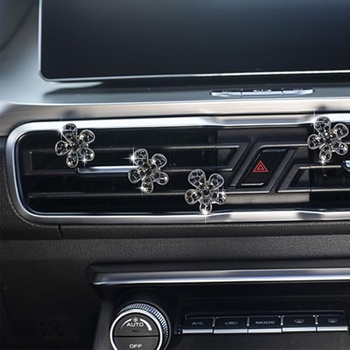 Image of 5 Pcs Car Vent Clip,Bling Flower Air Fresheners Vent Clips,Car Diffuser Rhinestone Car Interior Decoration Charm Accessories