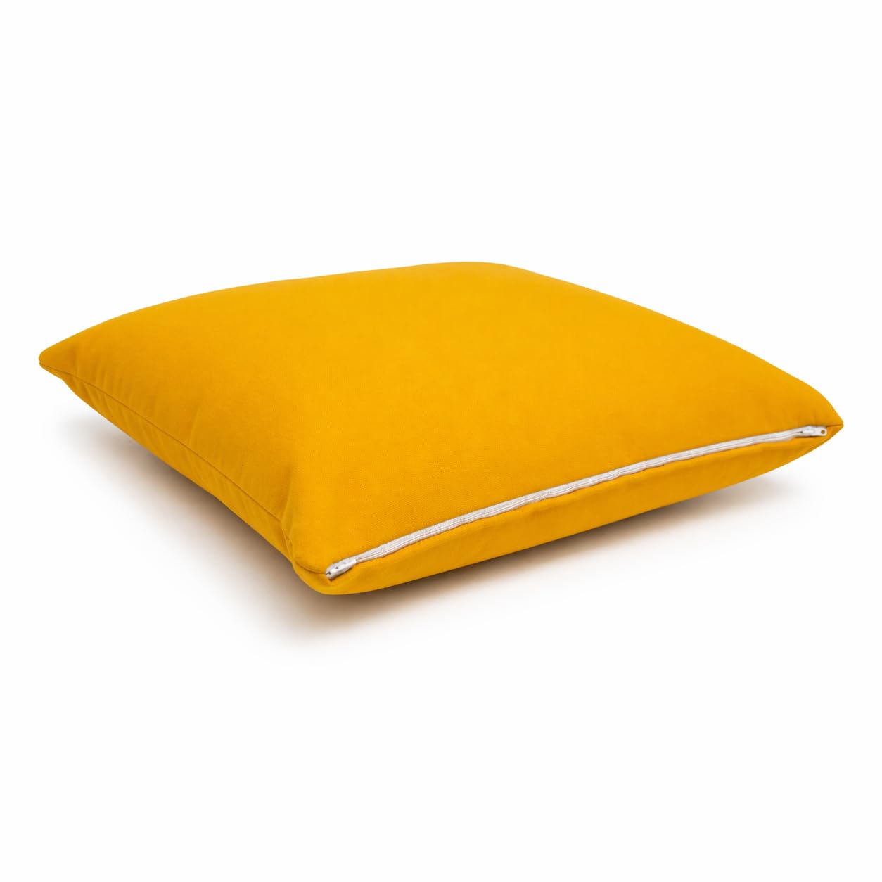 Dekoratives Kissen, abnehmbarer Bezug, 45 x 45 cm aus Polyester, Dekokissen mit waschbarem Bezug und Reißverschluss, ideal für Sofa, Terrasse und Garten (Ockergelb)