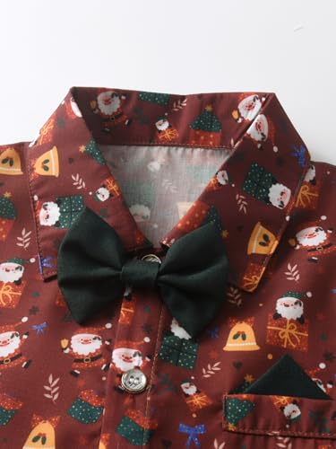 Image of Boarnseorl Baby Boys Pants Sets, Infant Long Sleeve Shirt + Pants + Bow Tie + Suspenders Outfits