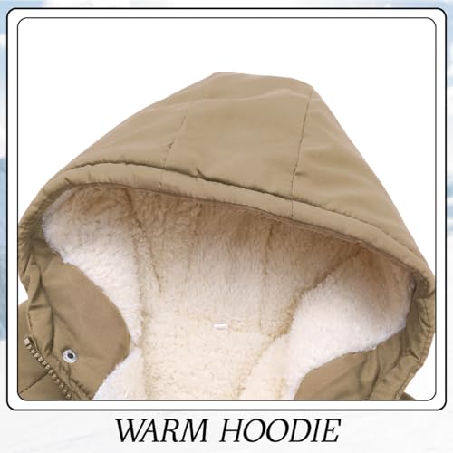 Image of Kids Winter Fleece-Lined Coats For Boys Puffer Jackets With Hood