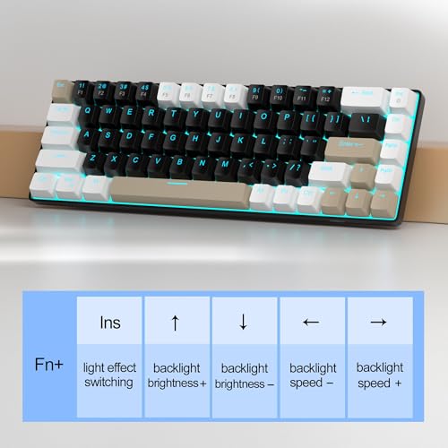 MageGee Portable 60% Mechanical Gaming Keyboard, MK-Box LED Backlit Compact 68 Keys Mini Wired Office Keyboard with Brown Switch for Windows Laptop PC Mac - Black/Coffee Color