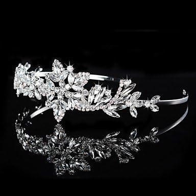MJW&G Vintage Charming Design Wedding Bride Handmake Headband Cown Pearls Hair Accessior Flower Silver , sliver