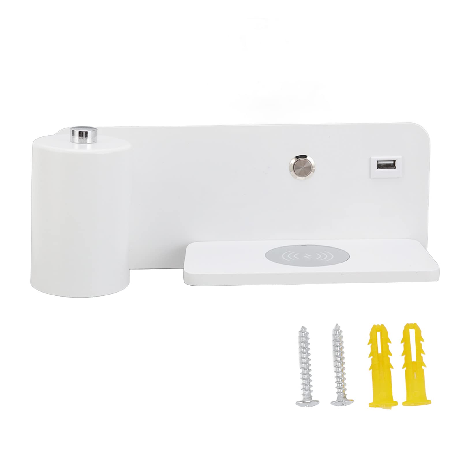 Applique a Led, Lampada Da Lettura a Parete Da Comodino Con Caricatore Wireless Da 5 V E Porta Di Ricarica Usb Lampada Da Parete Da Camera Da Letto Regolabile E Girevole Per Il(Sinistra bianca)