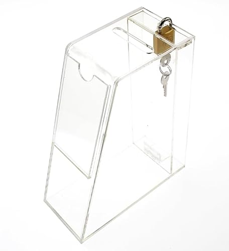 イーウーサプライ 幅7cm レジ横用薄型 アクリル 募金箱 名刺サイズ POP差し付 鍵付 (クリア)