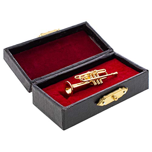 BROADWAY GIFTS Women's Miniature Musical Instrument Lapel Pins - Velvet Lined Case - Trumpet