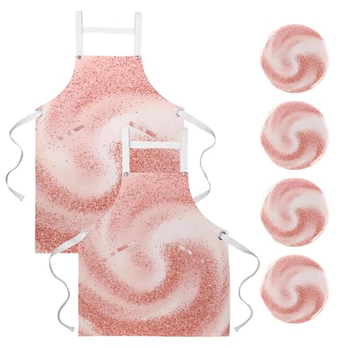 Tablier de serveuse rose pailleté pour cuisine nettoyage bistrot lot de 2
