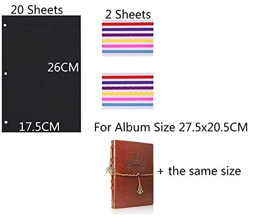 ThxMadam 20 Feuilles Noires Recharge Scrapbook 25x23.5 Cm + Coins Photo - Papier Noir Vierge Pour Album Photo 26x26 Cm 'Pissenlit A' - Idéal DIY Album Souvenirs
