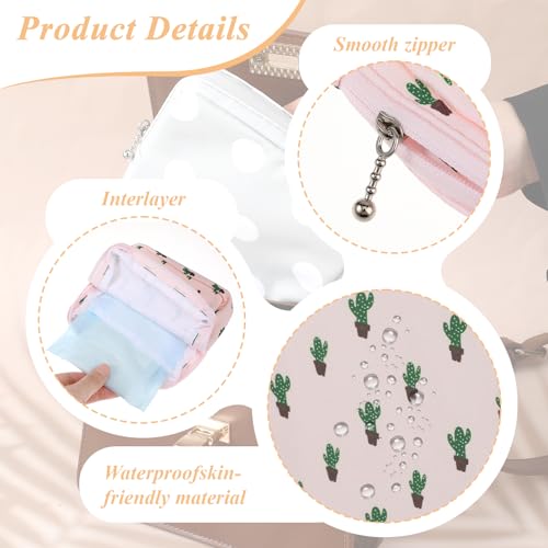 Image of 2 Pack Period Bag for Teen Girls, Period Pouch Women Sanitary Napkin Storage Bag, Pad Bag for Period, Portable Pad Pouch Sanitary Pads Organizer for Panty Liners, Tampons