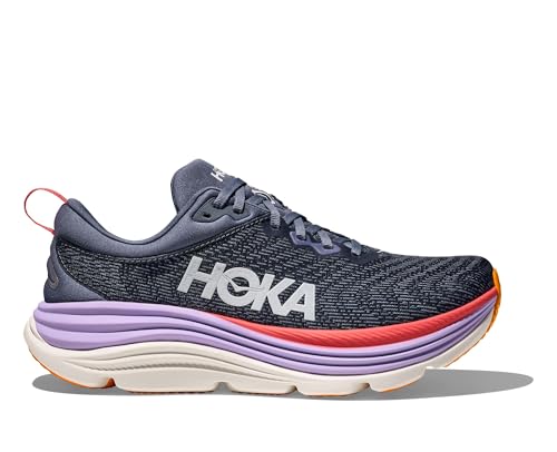 Hoka Women's Gaviota 5 Sneaker, Anchor/Grapefruit, 10
