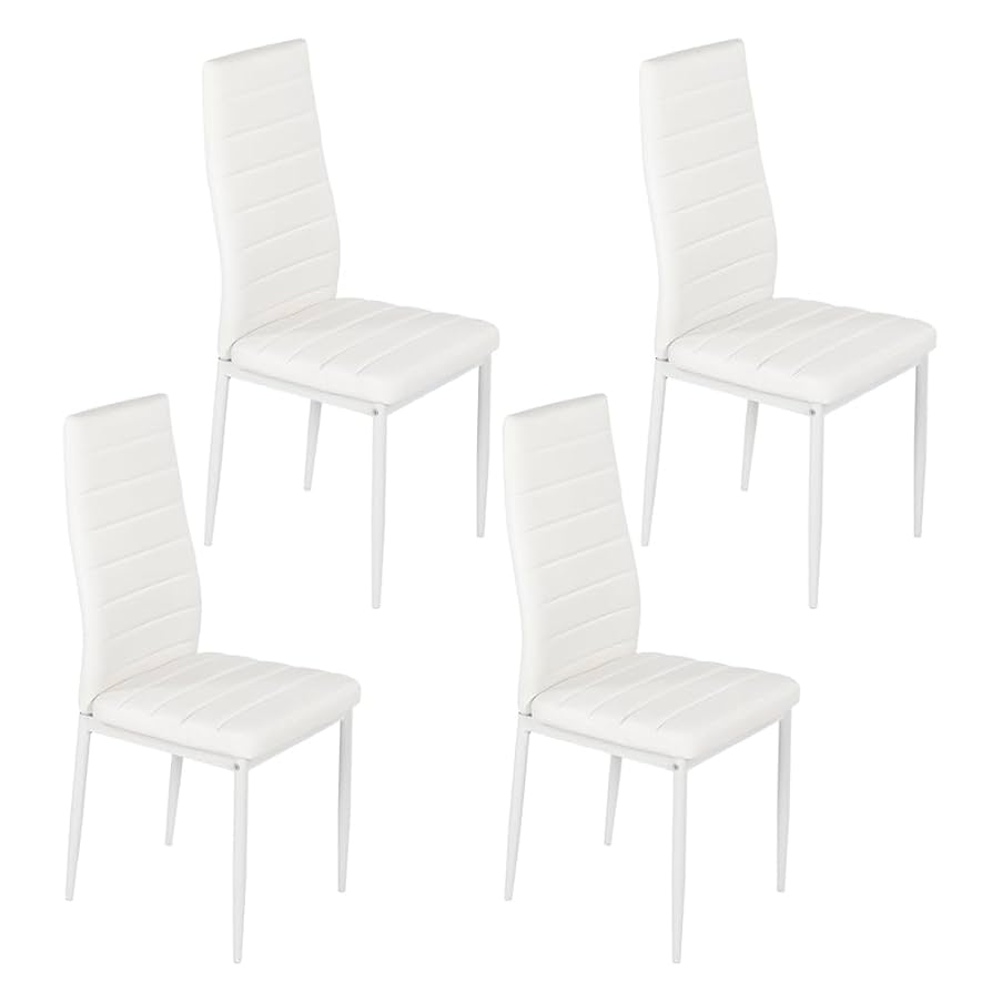 Jooli H Odern Faux Leather Dining Chairs Set High Back Padded Kitchen