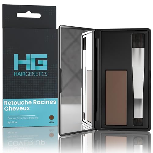 Hair Genetics Retouche Racines Cheveux - Résultats professionnels naturels, rapides et faciles - Coloration Cheveux Gris - Remplit les sourcils - Coloration cheveux chatain - (marron foncé)