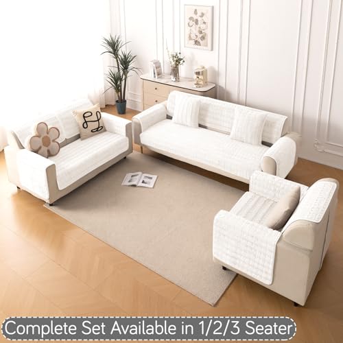 Image of HOKIPO 'Plush Haven' Premium Anti-Slip Backrest Mat | Soft Fluffy Plush Fabric, White - 1 PC (AR-6256-WHT)