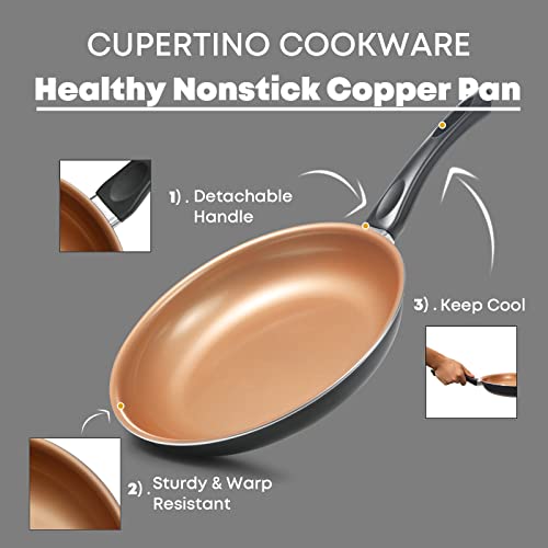 Cupertino Omlette Pan, Non Stick Frying Pan Small Copper Skillet, Egg Pan Nonstick With Healthy Coating, 100% Pfoa Free, Dishwasher Safe - 8 Inch #TOP6