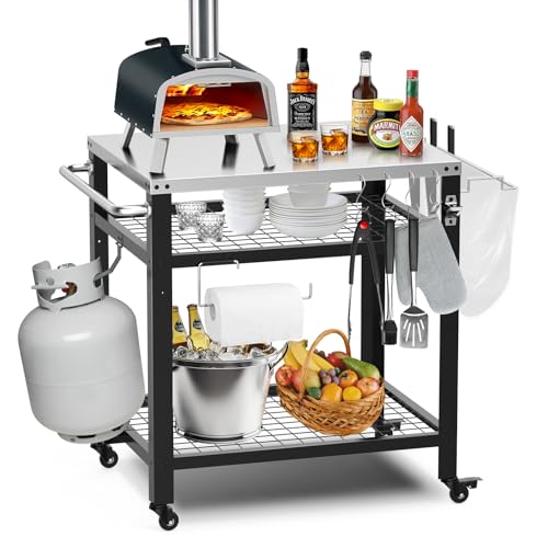 M METERXITY 650lbs Stainless Steel Grill Cart