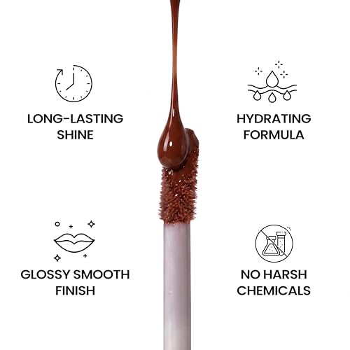 Image of Vit & Chic Lush Glow Lip Gloss - Almond | High-Shine Hydrating Lip Gloss | Non-Sticky Lightweight Formula | Smooth, Long-Lasting Glossy Finish | Everyday Wear